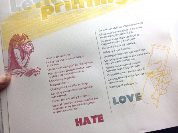 Detail of Love Hate with Letterpress